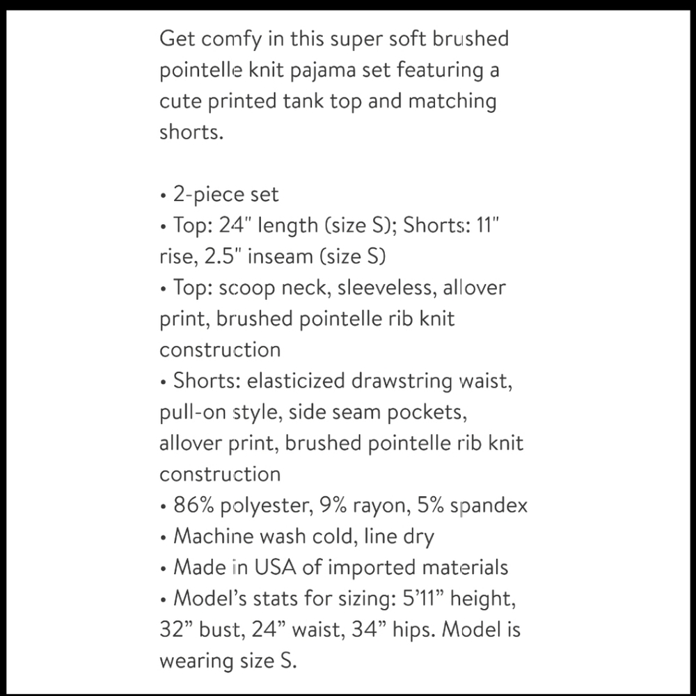 🆕 Socialite Brushed Pointelle Knit Tank Top & Shorts 2-piece Pajama Set - Picture 3 of 5
